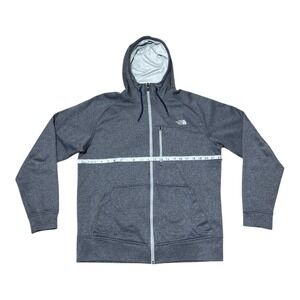 The North Face Full Zip Hoodie Men's Gray Embroidered Logo Fleece Outdoor Pocket